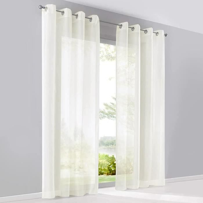Rideau Voilage Sans Perçage Double Pour Fenêtre - Blanc, 150x250 Cm - Filtre Lumière, Facile à Installer, Pour Chambre Et Salon