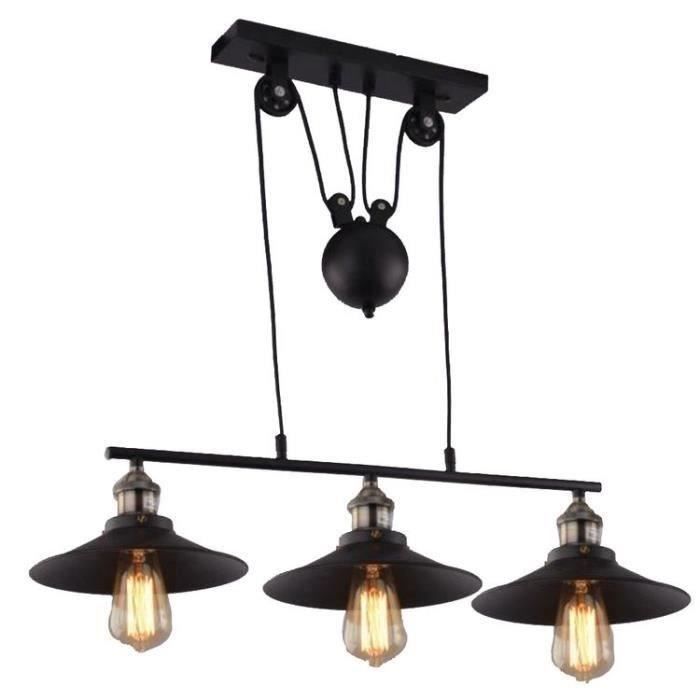 Lampe /À Suspension Design Moderne Plafonniers Lustre Vintage Poulie En Fer Bar Lampe E27 Luminaires Cuisine /Éclairage Vintage Classe /Énerg/étique A+++