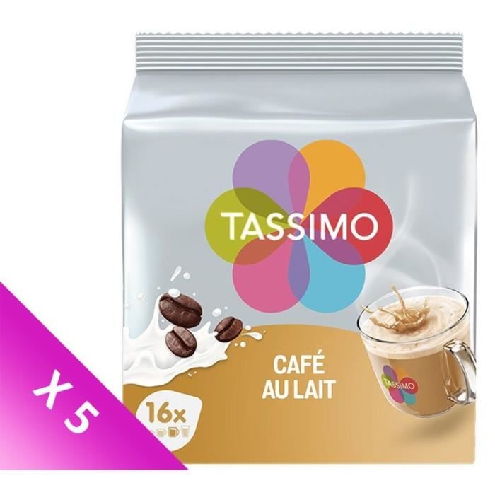 TASSIMO Café Dosettes au Lait - Lot de 5 x 16 boissons - Cdiscount