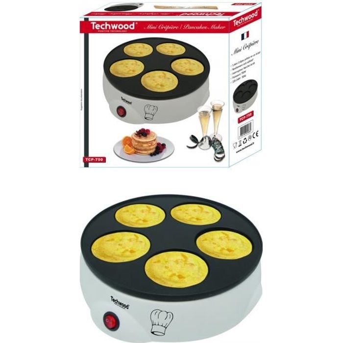 Crêpière INOX pour Mini crêpes + Pancakes anti-adhésif 5 crêpes