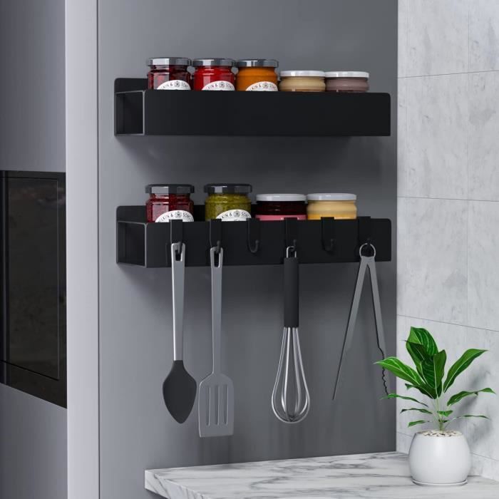 Étagère Magnétique Frigo 2 Pièces - Organisation épices & Cuisine - Blanc - Charge 2 Kg - 1