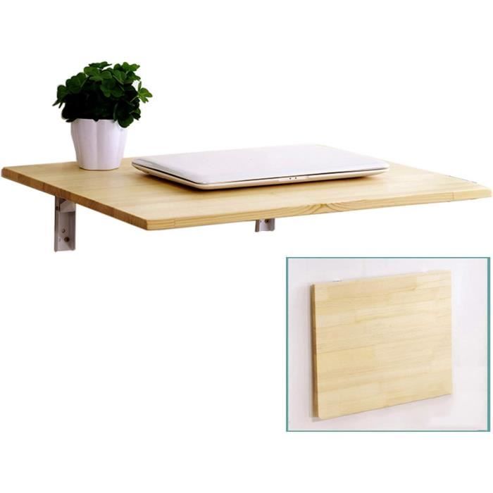 Table Murale Pliante En Bois 60x30cm - Pour Balcon, Cuisine, Chambre - Gain De Place, Charge 40kg