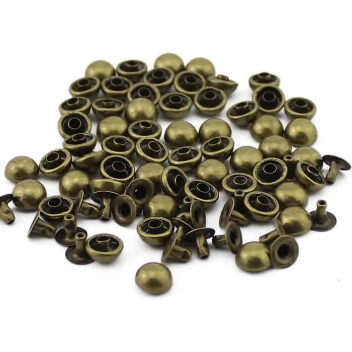 50 Ensembles De Rivets En Cuir - 9mm, Ton Bronze - Pour Travaux Manuels