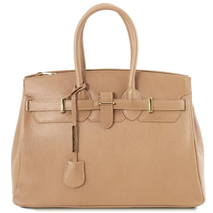 Tuscany Leather - TL Bag - Sac à main pour femme avec finitions couleur or - Champagne (TL141529)