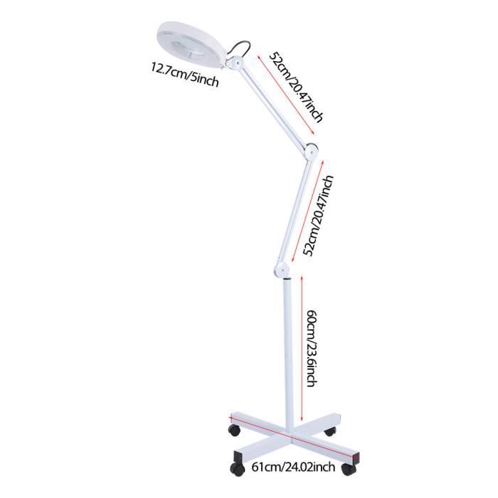 Lampe Loupe LED Sur Pied Avec 5 Dioptries - Idéale Bricolage, Couture, Lecture | 4 Roulettes