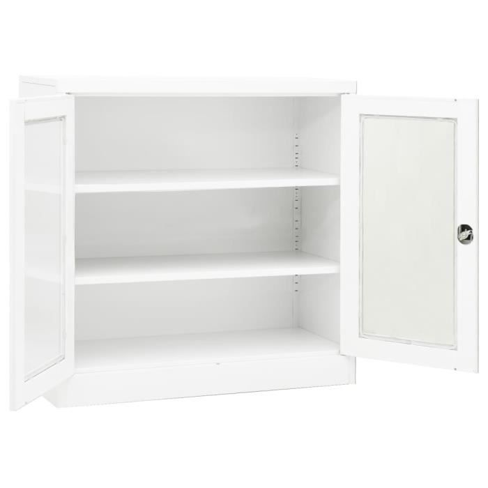armoire de bureau - vingvo - yin(335930) - 2 portes - 2 étagères réglables - blanc