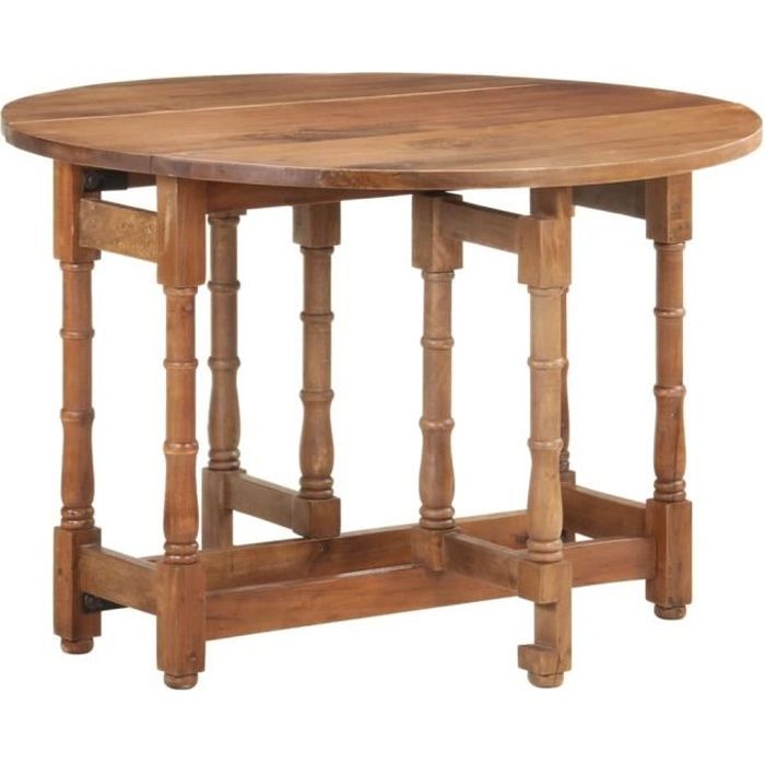 table de salle à manger rond 110x76 cm bois de manguier massif - vingvo - campagne - 6 places