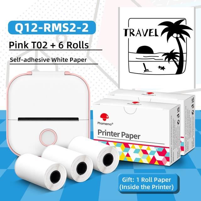 Mini Imprimante Photo, sans fil BT Imprimante thermique + 6 rouleaux de  papier thermique -A26 - Cdiscount Informatique