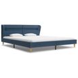 Cadre de lit avec LED Bleu Tissu 180 x 200 cm matelas n'est pas inclus - STRUCTURE DE LIT-1
