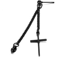 XHBTS Collier multicouche gothique rétro années 80 noir longue chaîne croix et boucles d'oreilles en acier inoxydable cool punk épingle à nourrice pour hommes femmes adolescents avec mini chiffon et