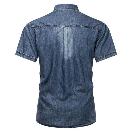 Chemise jean homme clearance manche courte
