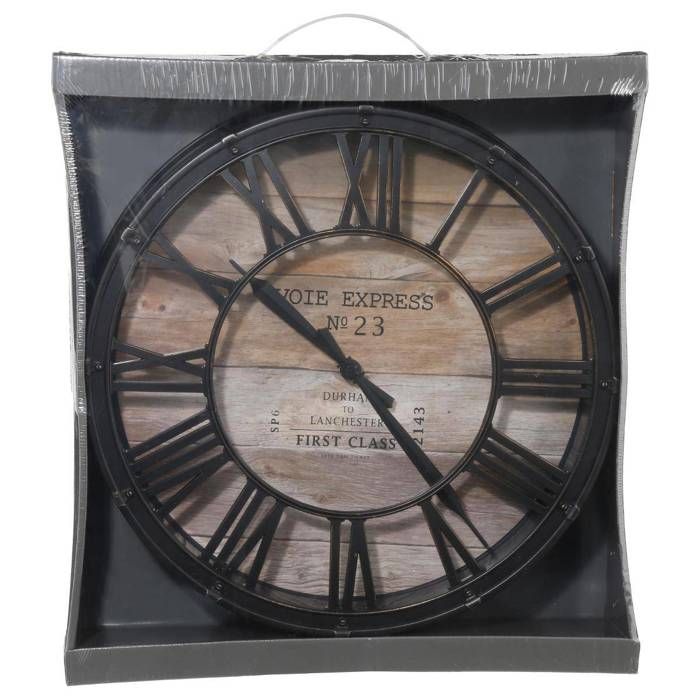Horloge Murale Vintage Atmosphera - Noir Et Bois - Diamètre 39cm - Style Rétro