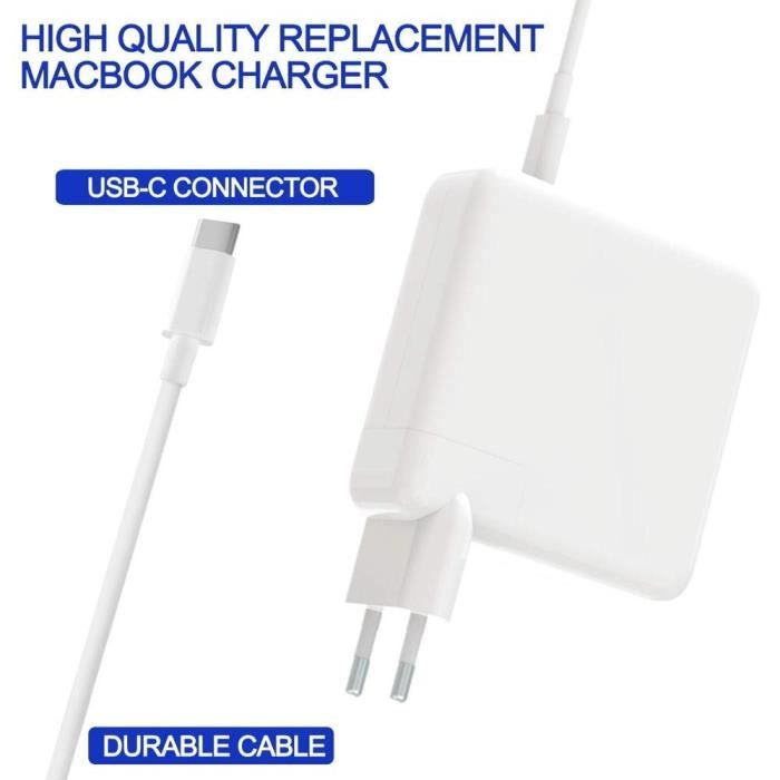 Chargeur USB-C 61W Pour MacBook Pro/Air (2016-2020) - Blanc - Neuf Avec Garantie 2 Ans
