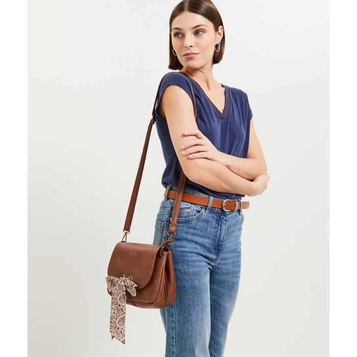 Sac besace femme marron clearance