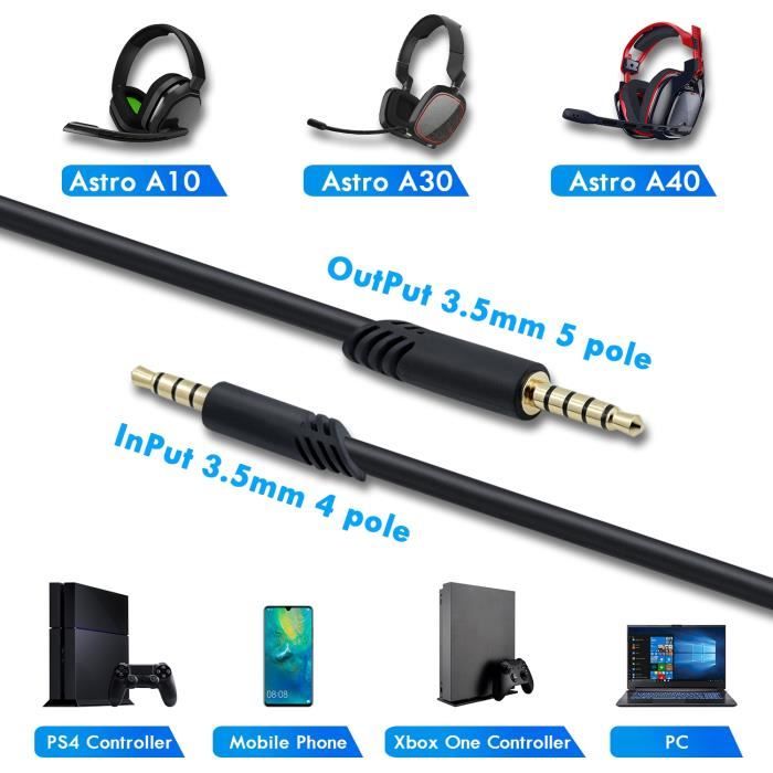 Rallonge de casque de câble audio 2M avec prise jack 3,5 mm à 3,5 mm pour  Astro A30 A40 A10 - Cdiscount Informatique