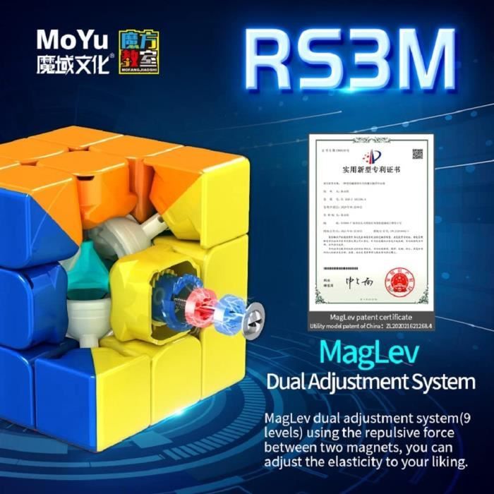 MoYu Meilong Bright Pink 3x3 – Cube Magique Sans Autocollant – Surface Givrée – Réglable – Idéal Pour Débutants Et Experts – Rose Flash