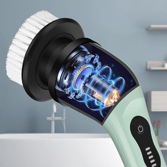 Brosse Électrique Nettoyage 7-en-1 420 Tr/min – Épurateur Sans Fil Rechargeable, Bras Extensible 110 Cm, Double Vitesse, Cuisine & Salle De Bain