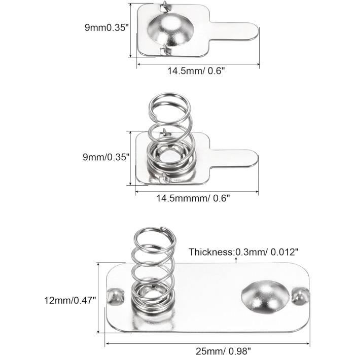 Plaques à Ressort De Contact Pour Piles AA - Lot De 24, Dimensions 14 Mm X 12 Mm