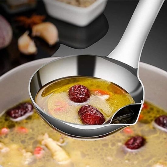 SYXLS Cuillère Séparateur Graisse En Inox 304 - Buse Incurvée - Capacité 100ml - Pour Soupes Et Sauces