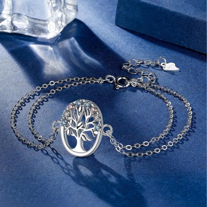Bracelet Mère Fille Argent 925 - Cœur Composé - Réglable 17+4 Cm - Cadeau Fête Des Mères, Saint Valentin