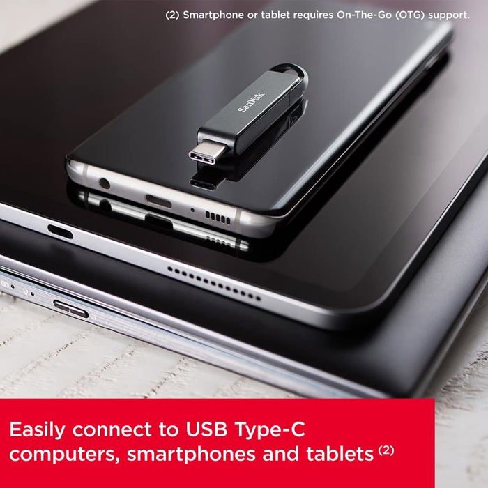 Clé USB 3.1 SanDisk Ultra Type-C 128 Go - Vitesse Jusqu'à 150 Mo/s - Pour Smartphones Et Ordinateurs Port Réversible