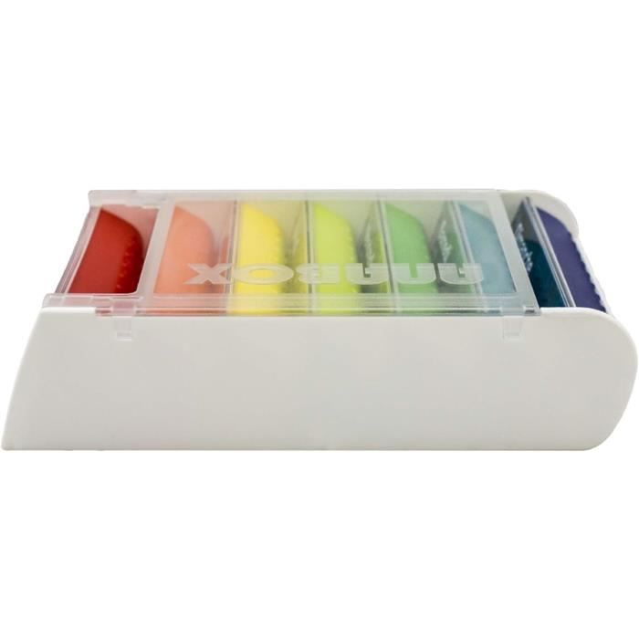 Pilulier Semainier Safe+Sound 7 Jours - Grand, Transparent, Compartiments Détachables, Neuf