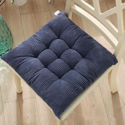 Lot 4 Coussins Chaise 45x45cm Épaisseur 8cm - Confortables Bleu Foncé, Intérieur Extérieur Avec Rubans