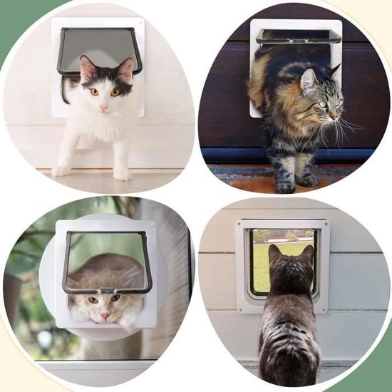 Chatière 4 Voies à Fermeture Magnétique GOEDCH - Porte Pour Chat Silencieuse, Installation Facile Porte/Mur - 8