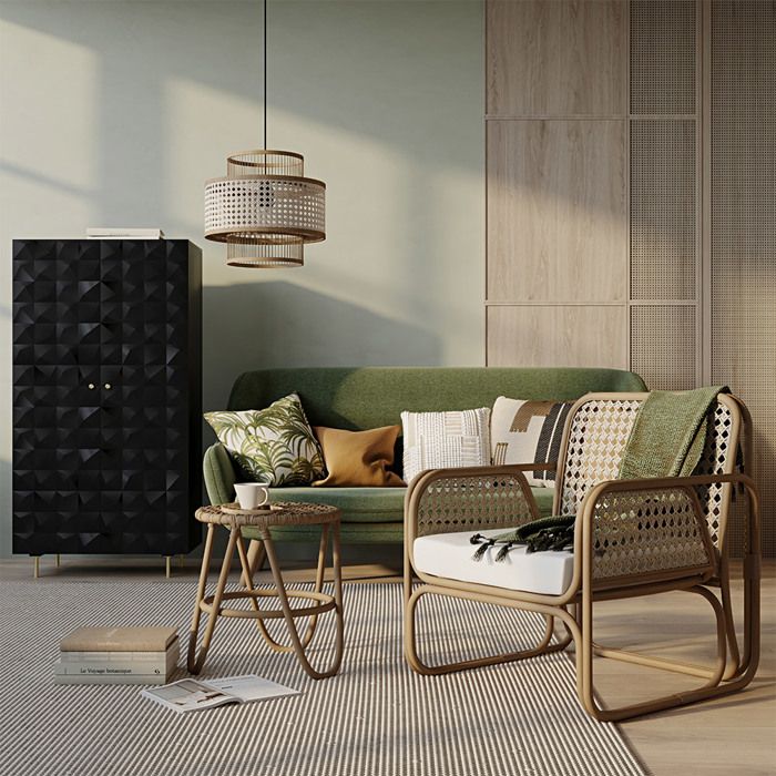 Fauteuil en rotin avec accoudoirs, design Boho Bali - Leta Blanc ...