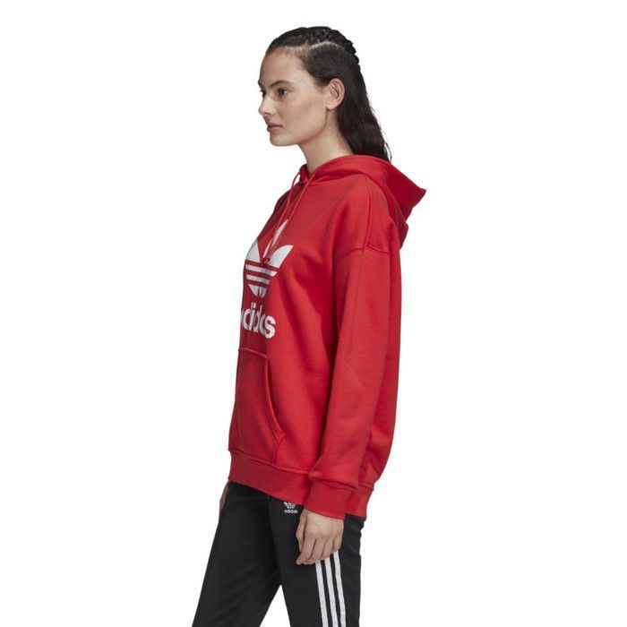 Sweat a capuche ADIDAS ORIGINALS ADICOLOR TREFOIL Rouge Femme Manches longues Rouge Cdiscount Pret a Porter