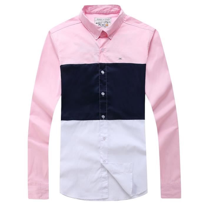 Chemise Eden Chemise pour Homme en pur coton Design integral mode decontractee et intelligente Super qualite grande Marine Bleu Blanc Cdiscount Pret a Porter