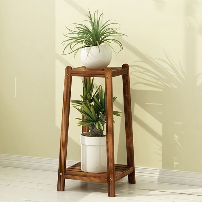 Support à 2 étages pour pots de fleurs - Pour terrasse, jardin, balcon