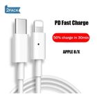 WOSHITE [2pack] 1m Câble Type-C vers Lightnin-g Charge Rapide PD Pour iPhone 11 / 7 / 8