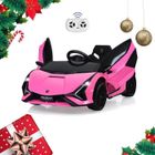 COSTWAY Lamborghini SIAN Voiture Électrique 12V/4,5 Ah pour Enfants 3-8 Ans,Télécommande 2.4G, 2 Moteur, MP3, USB, TF, Radio, Récit Rose