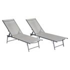 HAPPY GARDEN Lot de 2 bains de soleil pliants SICILIA en textilène gris - structure anthracite - Gris