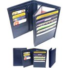LOLUNA® Grand portefeuille homme cuir véritable 4 volets pour carte grise, permis, identité, cartes, billet et monnaie - Bleu