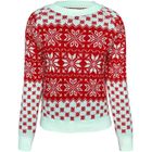 Pull de Noël en tricot pour femme - FUNMOON - Flocons de neige - Col rond - Rouge