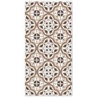 Tapis Vinyle Panorama Carreaux Ciments Fleur Brun 40x80 cm - Tapis pour Cuisine, Bureau et Salon en PVC