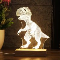 GREENH Veilleuse Lampe Nuit LED 3D Illusion Lumière Lampe de Bureau Chevet Dinosaures Blanc Chaud