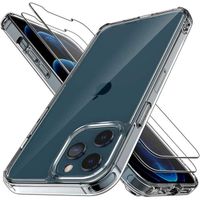 Coverbazar Coque iPhone 13 Pro  Max + 2 Verres Trempés - Transparente Crystal Clear Hybride Bumper Bord Souple Silicone