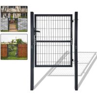LZQ Portail de clôture 125 x 100 cm Porte de jardin En acier Avec serrure, poignée de porte et clés - Anthracite