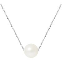 PERLINEA - Collier Perle de Culture d'Eau Douce AAA+ - Ronde 8-9 mm - Blanc Naturel - Argent 925 Millièmes - Bijoux Femme