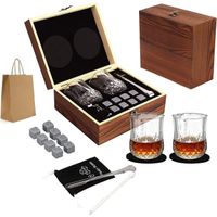 Royouzi Ensemble Verres à Whisky Avec 8 Pierres à Whisky & Coffret Cadeau Bois