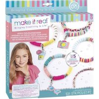 Make It Real Kit Bracelets Fluos – 10 Bijoux D’Amitié Neon – Perles, Chaînes Dorées, Pompons – Dès 8 Ans