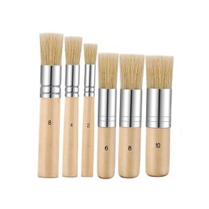 Lot De 7 Pinceaux Acrylique - Manches En Bois, Divers Formats Pour Peinture Sur Toile Et Décoration