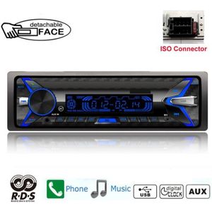 CAMECHO RDS Autoradio Bluetooth Mains Libres, RDS/FM/AM, 1 DIN Poste Radio  Voiture, Bouton Lumineux 7 Couleurs, 60W X 4 Supporte 2USB/TF/AUX/Charge