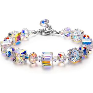 BRACELET - GOURMETTE DAMILY® Bracelet Femme Cristal - Bracelet en cristal romantique aurores boréales - 8mm - verre cristal