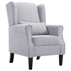 Fauteuil Scandinave Pouf Lylou Tissu Gris Clair Achat