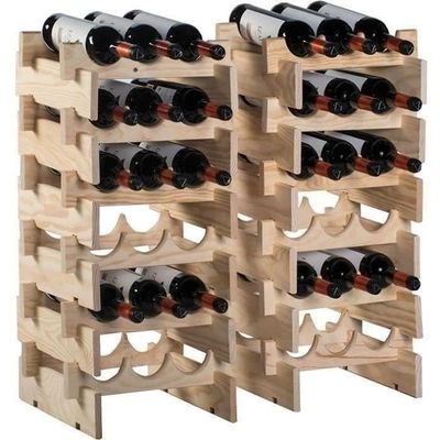 Étagère à vin Casier à vin 24 bouteilles Range bouteille avec 6 supports de  verres à pied, 80 x 41 x 90.5 cm, Bordeaux - Costway