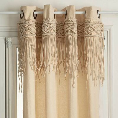 Rideau En Fils Guopo 90x200 Cm - Couleur Beige, En Polyester, Style Lin, Pour Fenêtre